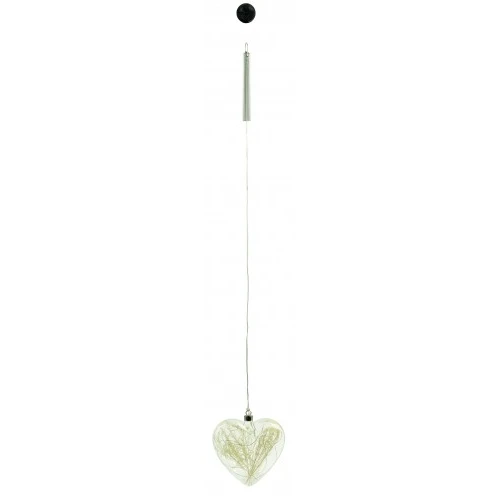 CUORE VETRO CON LED E FIORI 