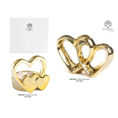 CUORI INTRECCIATI ORO 12.8 CM. PORCELLANA