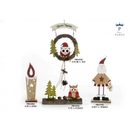 DEC.GUFO-ALBERI NATALE 21 CM. LEGNO-AP