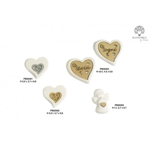 DECORAZIONE CUORE CON NR. 25 3.5 CM. GESSO LEGNO