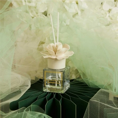 DIFFUSORE CLARALUNA CON ROSA BIANCA cm. 5,7x5,7x12