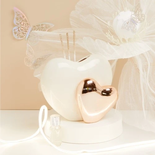 DIFFUSORE COPPIA CUORI BIANCO-ORO ROSA - CLARALUNA 2025