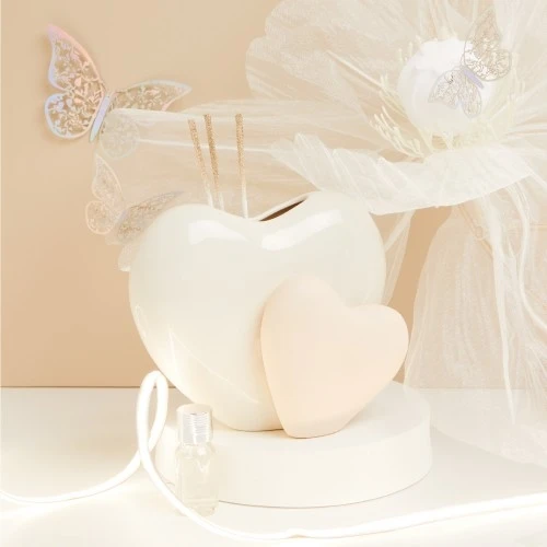 DIFFUSORE COPPIA CUORI BIANCO-TORTORA - CLARALUNA 2025