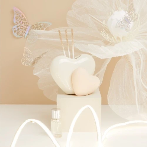 DIFFUSORE COPPIA CUORI BIANCO-TORTORA - CLARALUNA 2025