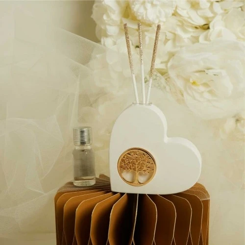 DIFFUSORE CLARALUNA CUORE CON APPLICAZIONE ALBERO DELLA VITA IN ORO cm. 9,5x9,5x2,5