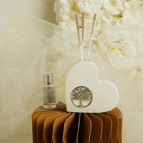 DIFFUSORE CLARALUNA CUORE CON APPLICAZIONE ALBERO DELLA VITA IN argento cm. 9,5x9,5x2,5