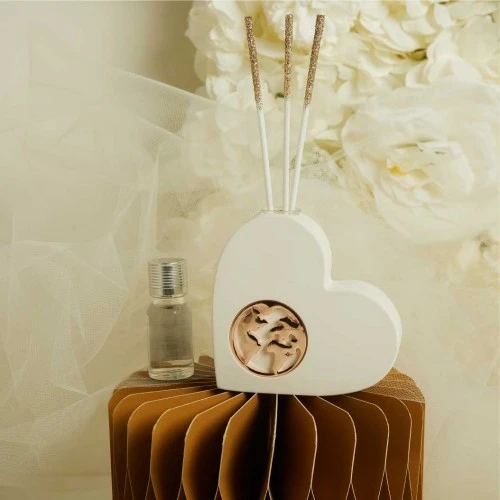 DIFFUSORE CLARALUNA CUORE CON APPLICAZIONE MONDO CM. 9,5X9,5X2,5 - ORO ROSA