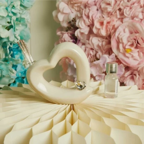 Bomboniera Claraluna: Diffusore Cuore con Swarovski Bianco e Profumazione cm. 12,4x5,3x10,4
