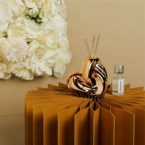 Profumatore Cuore Oro rosa Claraluna: L'Eleganza Metallizzata per le tue nozze cm. 8,4x4,7x8