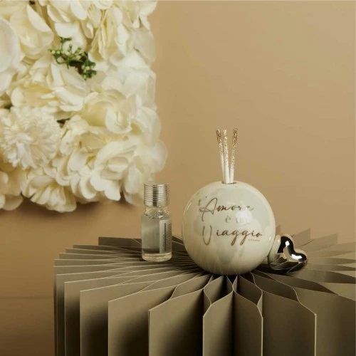 Profumatore Ambiente Globo Claraluna: Bomboniera a Tema Viaggio cuore argento cm.9,5x9x6