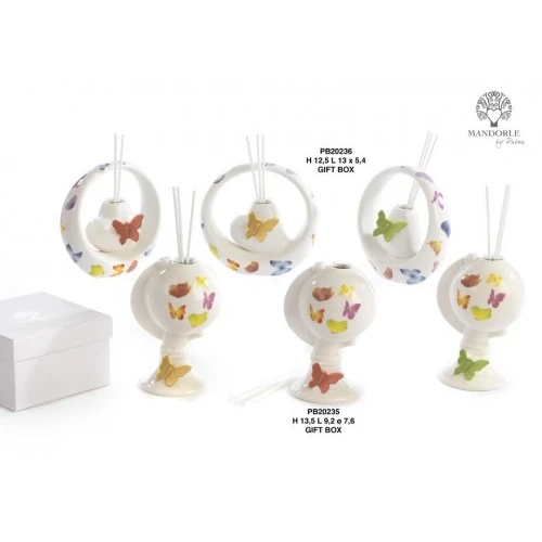 DIFFUSORE CUORE - FARFALLE 12.5 CM. PORCELLANA