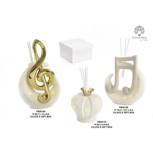 DIFFUSORE MEZZALUNA E NOTA MUSICALE 15.5 CM. PORCELLANA C/LUCE