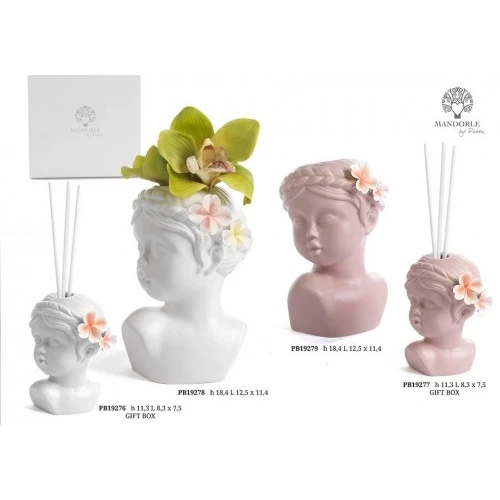 DIFFUSORE RAGAZZA MEZZOB/FIORI ROSA 11.3 CM. PORCELLANA
