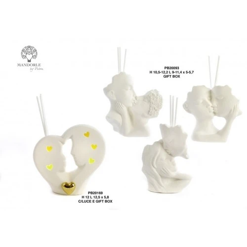 DIFFUSORE COPPIA INNAMORATI 12 CM. PORCELLANA CON LUCE 