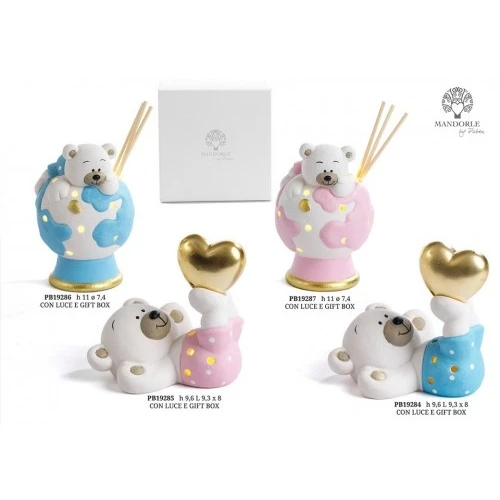 DIFFUSORE ORSETTA ROSA 11 CM. PORCELLANA C/LUCE