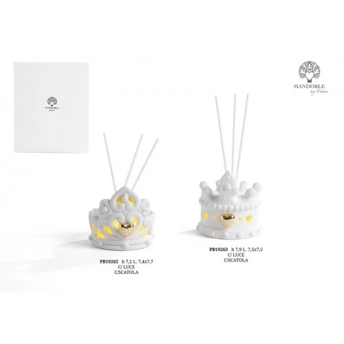 DIFFONDI PROFUMO CORONA 7.2 CM. PORCEL. LUCE G.BOX