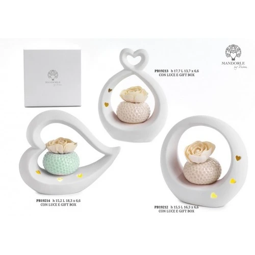 DIFFUSORE CUORI 15.2 CM. PORCELLANA LUCE 