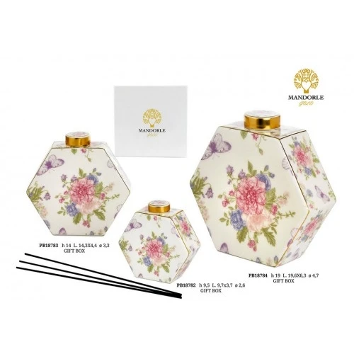 DIFFUSORE FIORI PASTELLO 14 CM. PORCELLANA