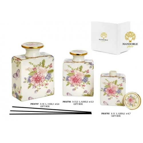 DIFFUSORE FIORI PASTELLO 13,2 CM. PORCELLANA