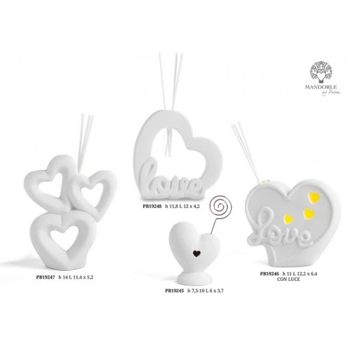 DIFFUSORE CUORE LOVE 11 CM. PORCELLANA LUCE