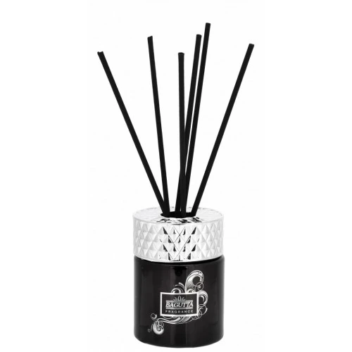 DIFFUSORE CILINDRO IN VETRO NERO ML 50 COPERCHIO ARGENTO