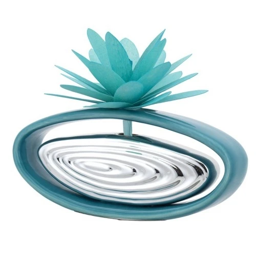 DIFFUSORE OVALE CM.16x7 AZZURRO CON DIFFUSORE DALIA STILIZZATA