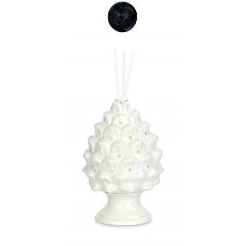 DIFFUSORE PIGNA PORCELLANA BIANCA CON LED 