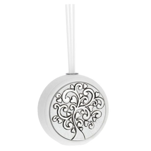 BOMBONIERA DIFFUSORE TONDO BIANCO D. 9,5 - ALBERO CUORI