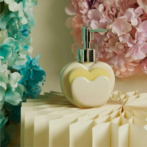 Dispenser Sapone Liquido Claraluna a Cuore con Spugnetta Inclusa cm. 9,8X6,8X13,8