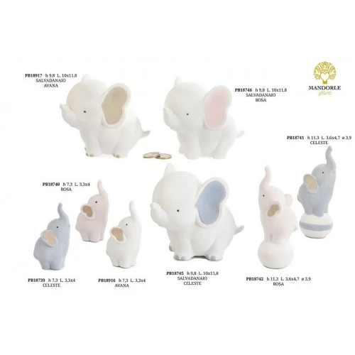 ELEFANTE SPIRITOSO CELESTE 7.3 CM. PORCELLANA