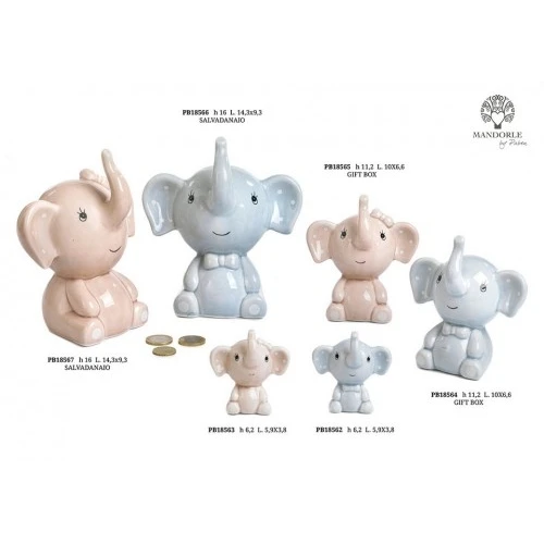 ELEFANTE SPIR. ROSA 11.2 CM. PORCELLANA G.BOX