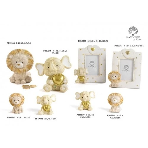 ELEFANTINO LANA/CUORE ORO 4.7 CM. RESINA