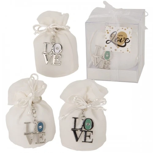 BOX CON PORTACONFETTI E PORTACHIAVI LOVE CM.4