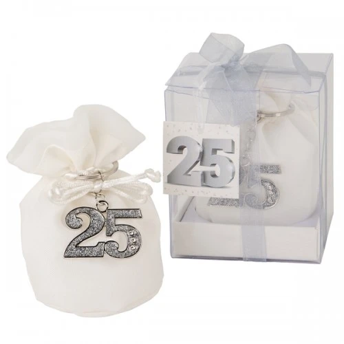 BOX CON PORTACONFETTI E PORTACHIAVI 25° ANNIVERSARIO CM.4