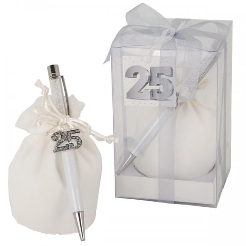 BOX CON PORTACONFETTI E PENNA 25° ANNIVERSARIO CM.14,5 