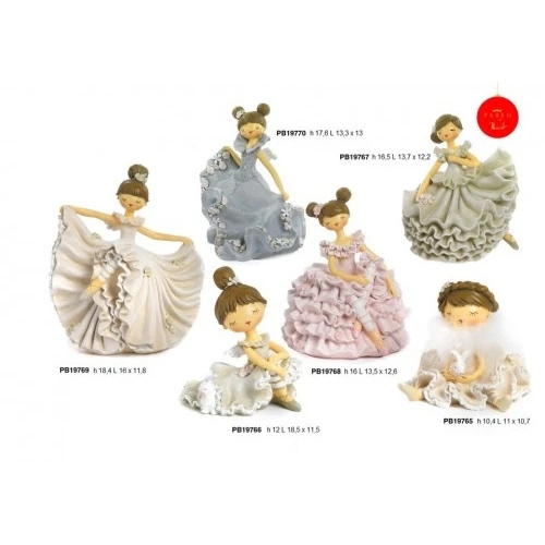 FATINA BALLERINA CON ROSE 16.5 CM. RESINA