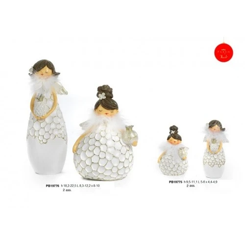 FATINA SPIR. CON FRUTTO 22.5 CM. RESINA PIUME
