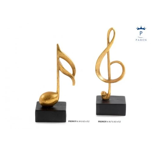 FERMACARTE NOTA MUSICALE 16 CM. RESINA ORO ANTICO
