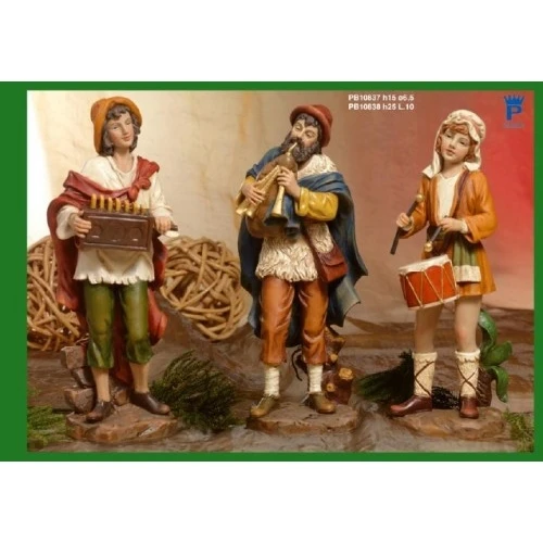 PASTORI MUSICISTI PRESEPE 15 CM. RESINA