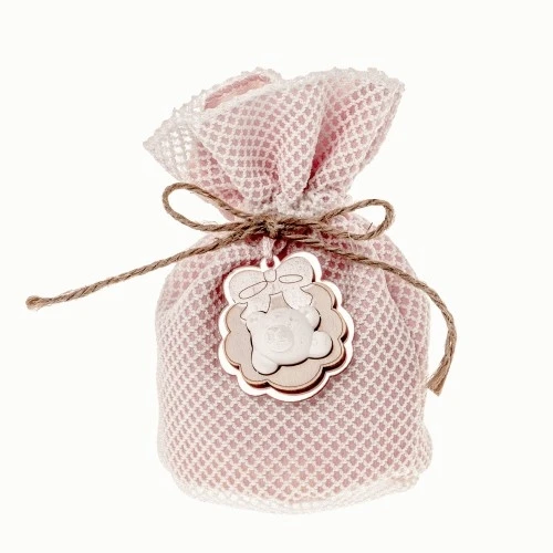 SACCHETTINO CONFETTI FIOCCOLO BAG PALLA CM.10 ROSA 