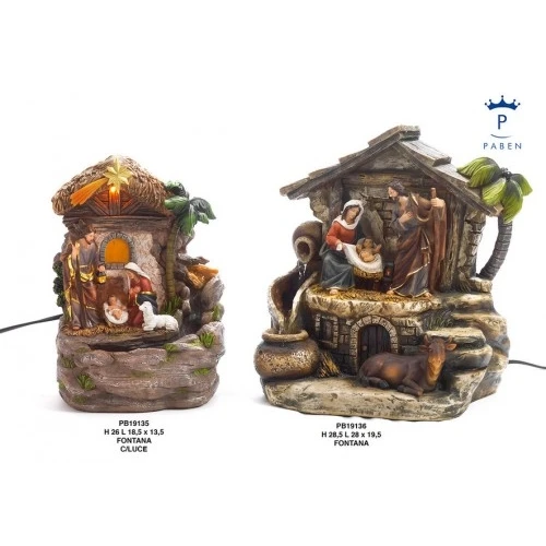 FONTANA NATIVITA'/CAPANNA 28.5 CM. RESINA
