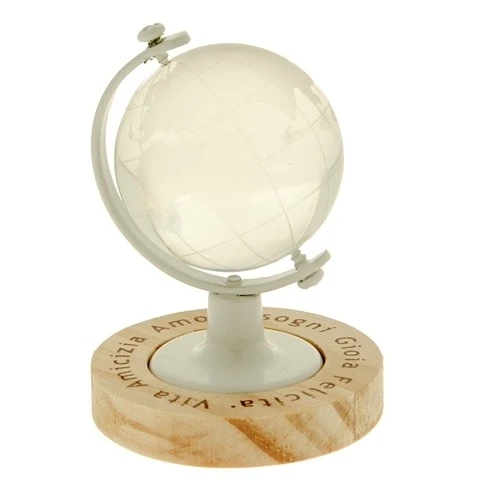 MAPPAMONDO IN VETRO CON BASE IN LEGNO CM 7