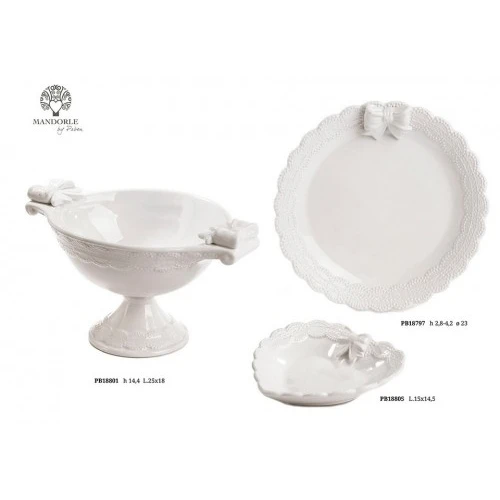 FRUTTIERA/MERLETTO FIOCCO 14.4 CM. CERAMICA