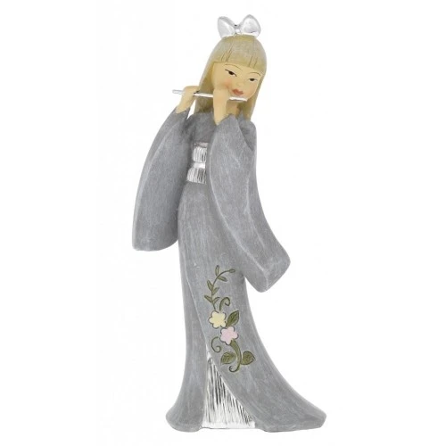 GEISHA CON FLAUTO GRIGIA CM. 17,5