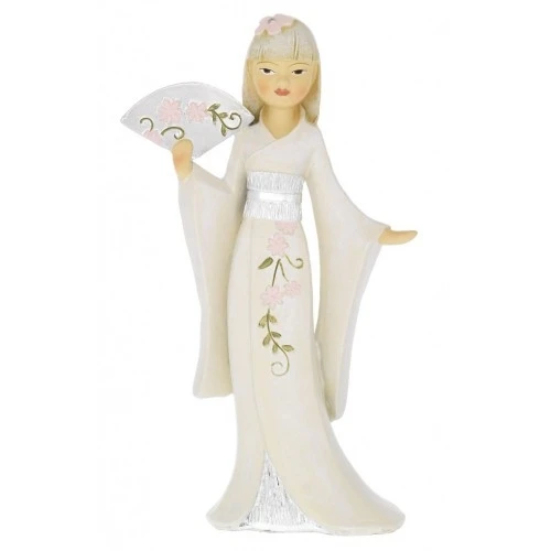 GEISHA CON VENTAGLIO AVORIO CM. 17,5