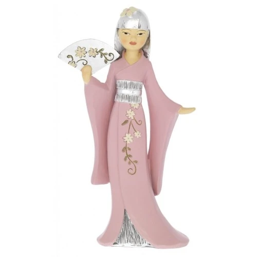 GEISHA CON VENTAGLIO ROSA CM. 17,5