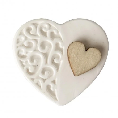 DECORAZIONE GESSO CUORE 2 FACCE 