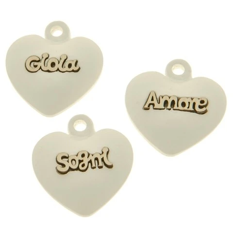 DECORAZIONE CUORE IN GESSO CON SCRITTE CM.4 