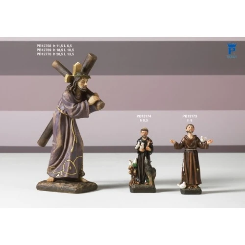 STATUA GESU' CON CROCE 11.5 CM. RESINA