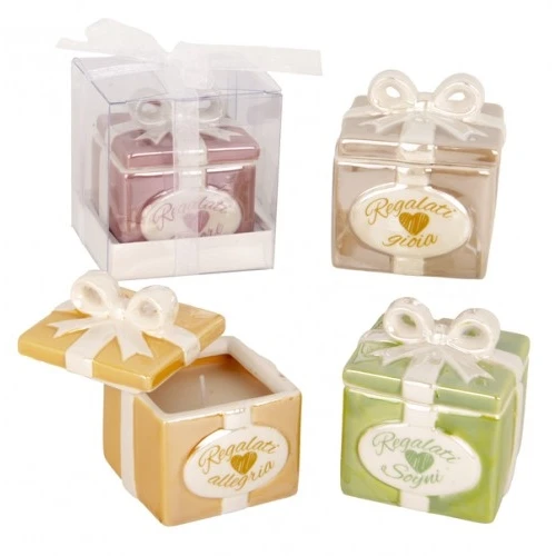BOMBONIERA - GIFT CANDELA CM.7X7 H.8 CON BOX